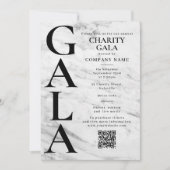 Charity Gala Fundraising Event QR Code Marble 招待状 (正面)