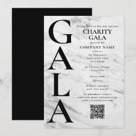 Charity Gala Fundraising Event QR Code Marble 招待状