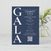 Charity Gala Fundraising Event QR Code Navy Blue 招待状 (スタンド正面)