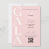 Charity Gala Fundraising Event QR Code Pink 招待状 (正面)