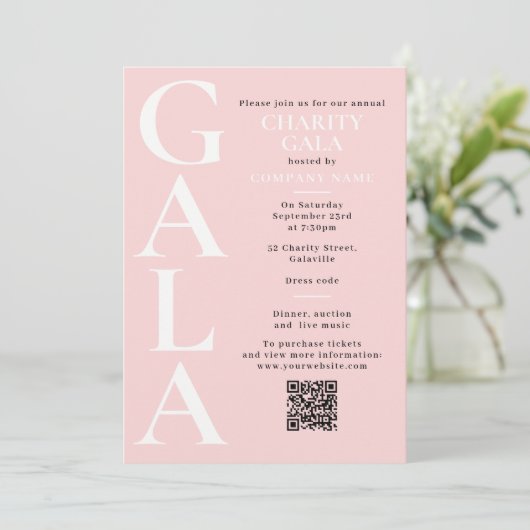 Charity Gala Fundraising Event QR Code Pink 招待状 (スタンド正面)