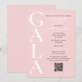 Charity Gala Fundraising Event QR Code Pink 招待状 (正面/裏面)
