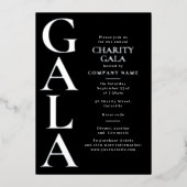Charity Gala Template Fundraising Event Black 箔招待状 (正面)