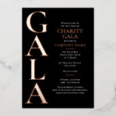 Charity Gala Template Fundraising Event Black 箔招待状 (正面)