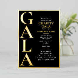 Charity Gala Template Fundraising Event Black Gold 箔招待状