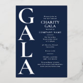 Charity Gala Template Fundraising Event Blue 箔招待状 (正面)