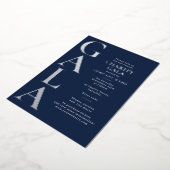 Charity Gala Template Fundraising Event Blue 箔招待状 (回転した状態)