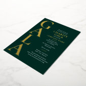 Charity Gala Template Fundraising Event Green Gold 箔招待状 (回転した状態)