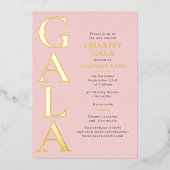 Charity Gala Template Fundraising Event Pink Gold 箔招待状 (正面)