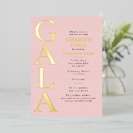 Charity Gala Template Fundraising Event Pink Gold 箔招待状