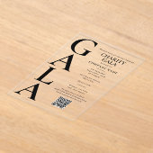 Charity Gala Template Fundraising Event QR Code アクリル招待状 (レイダウン)