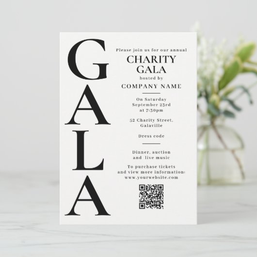 Charity Gala Template Fundraising Event QR Code 招待状 (スタンド正面)