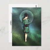 Charla - 1920年代のファッションでセージ、グリーン、アクア ポストカード (正面/裏面)