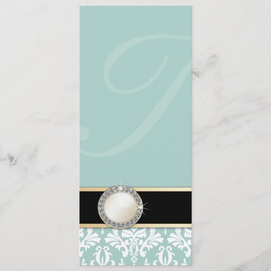 Charlamainのヴィンテージのダマスク織の結婚式メニュー メニュー (正面)