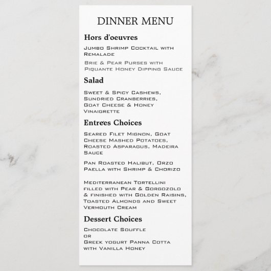 Charlamainのヴィンテージのダマスク織の結婚式メニュー メニュー (裏面)