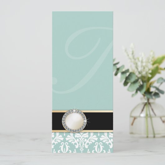 Charlamainのヴィンテージのダマスク織の結婚式メニュー メニュー (スタンド正面)