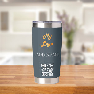 CharlcoalグレーのロゴQRコード業務企業の 保温保冷タンブラー