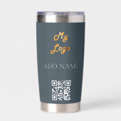 CharlcoalグレーのロゴQRコード業務企業の 保温保冷タンブラー (背面)
