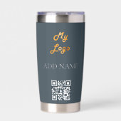 CharlcoalグレーのロゴQRコード業務企業の 保温保冷タンブラー (正面)