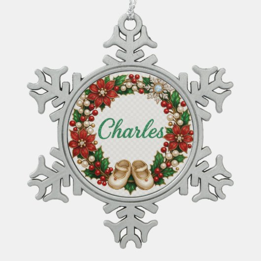 Charles Baby’s First Christmas Snowflake Ornament スノーフレークピューターオーナメント (正面)