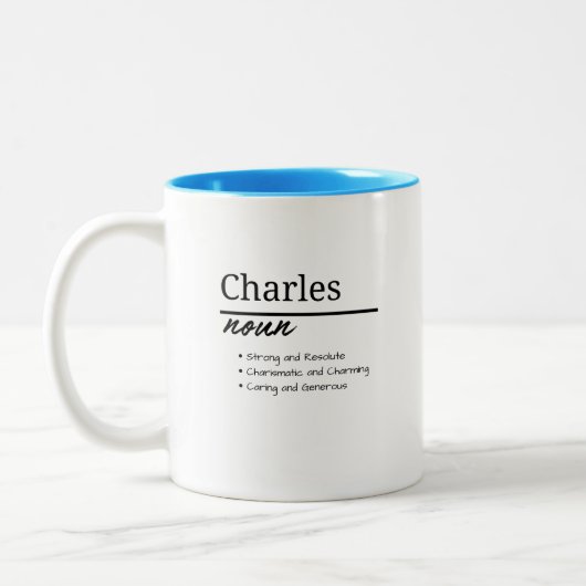 Charles、Boy Personalized Name Definition ツートーンマグカップ (左)