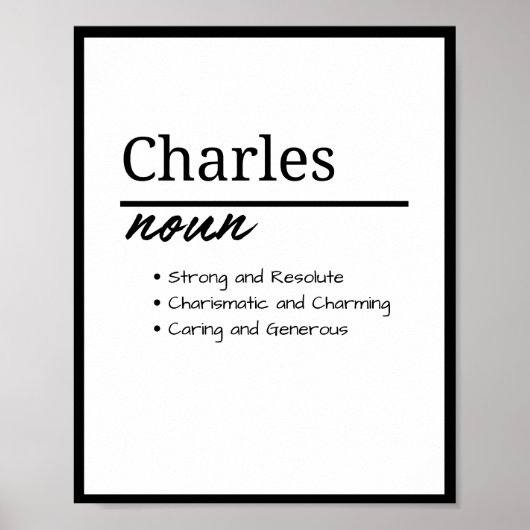 Charles、Boy Personalized Name Definition ポスター (正面)