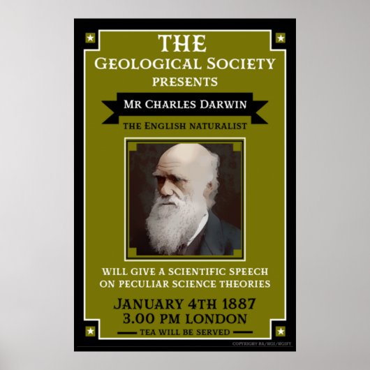 Charles Darwin Vintage Repro Retro Wall Art ポスター (正面)
