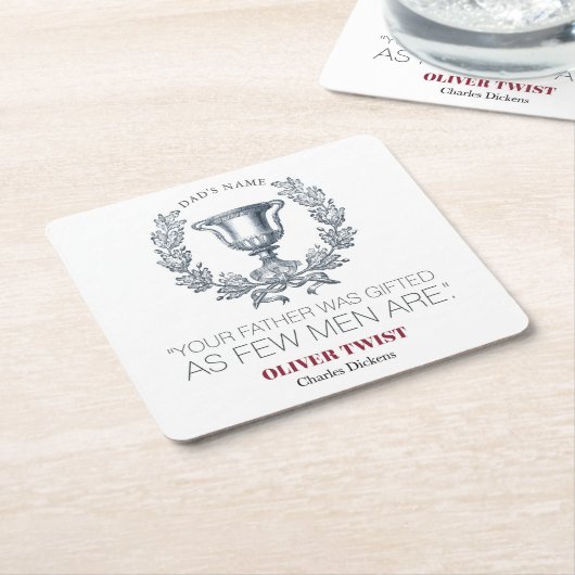 Charles Dickens – あなたの父は才能を持っていた – トロフィー スクエアペーパーコースター (アングル)