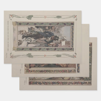 Charles Dickens' A Christmas Carol 1914 Gift Wrap ラッピングペーパーシート