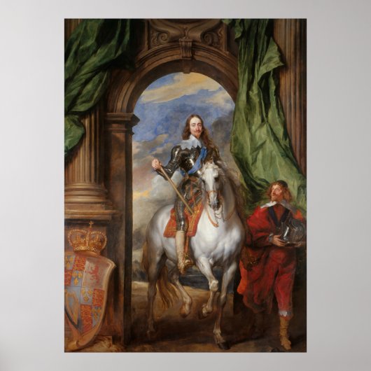 Charles I with M. de St Antoine - Anthony van Dyck ポスター (正面)
