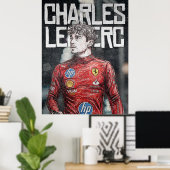Charles Leclerc Illustration Artistic F1 Portrait ポスター (ホームオフィス)
