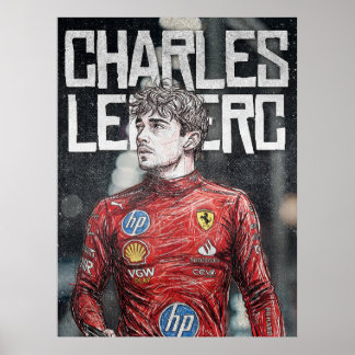 Charles Leclerc Illustration Artistic F1 Portrait ポスター