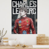Charles Leclerc Illustration Artistic F1 Portrait ポスター (キッチン)