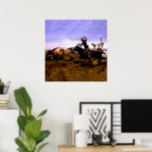 Charles M Russellによる「カウボーイズ・ロープでステア」 ポスター (ホームオフィス)