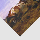 Charles M Russellによる「カウボーイズ・ロープでステア」 薄葉紙 (詳細)