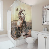 Charles M Russellによる「スリックライダー」 Western Art シャワーカーテン (インサイチュ)