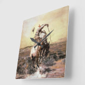 Charles M Russellによる「スリックライダー」 Western Art スクエア壁時計 (傾斜)