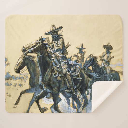 Charles M Russellによる「ヴァケロス」西洋美術 シェルパブランケット (正面(横))