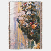 Charles M Russellによる「攻撃の計画」 スローブランケット (正面縦)