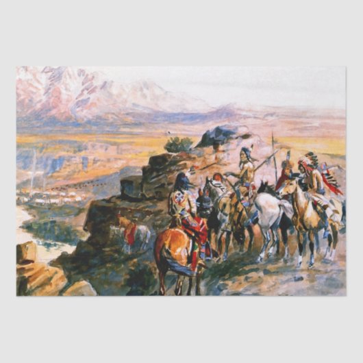 Charles M Russellによる「攻撃の計画」 薄葉紙 (正面)