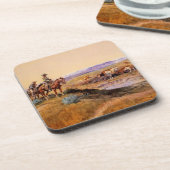 Charles M Russellによる「Worked over」西洋美術 コースター (左側)