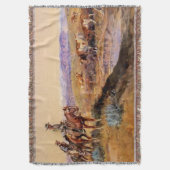 Charles M Russellによる「Worked over」西洋美術 スローブランケット (正面縦)