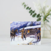 Charles M Russell著「クリスマスミート」 ポストカード (スタンド正面)