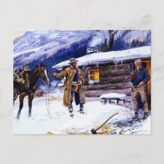 Charles M Russell著「クリスマスミート」 ポストカード (正面)