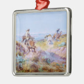 Charles M Russell著「牛が野生の時」 メタルオーナメント (左)