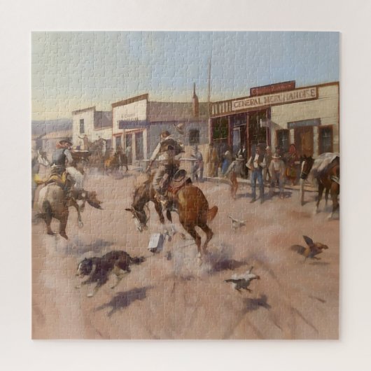 Charles M Russell著「A Quiet Day in Utica」 ジグソーパズル (縦)