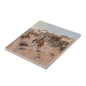 Charles M Russell著「A Quiet Day in Utica」 タイル (側面)