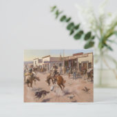 Charles M Russell著「A Quiet Day in Utica」 ポストカード (スタンド正面)