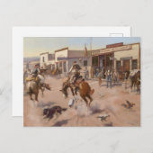 Charles M Russell著「A Quiet Day in Utica」 ポストカード (正面/裏面)