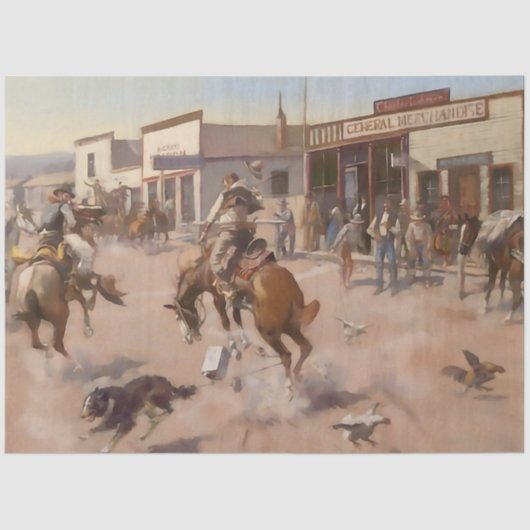 Charles M Russell著「A Quiet Day in Utica」 薄葉紙 (正面)